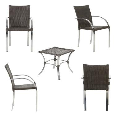 Imagem de Jogo de 4 Cadeiras com Mesa de Centro Ascoli Marrom