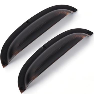 Imagem de Vicycmc Puxadores de armário de liga de zinco bronze polido a óleo, vintage retrô sólido 5 polegadas (128 mm) alças de armário de copo central para gaveta, armário, guarda-roupa, cômoda pacote com 6