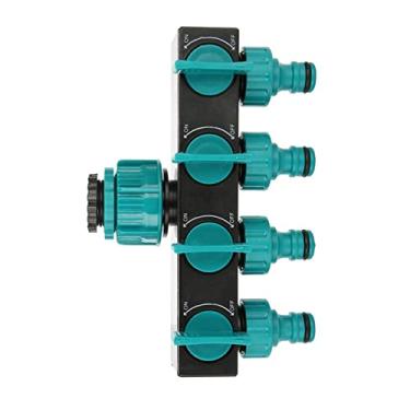 Imagem de Divisor de água de 4 vias, conector de mangueira de jardim com conexão rápida para irrigação de flores, manutenção de gramado, 1 entrada e 3 saídas, plástico ABS
