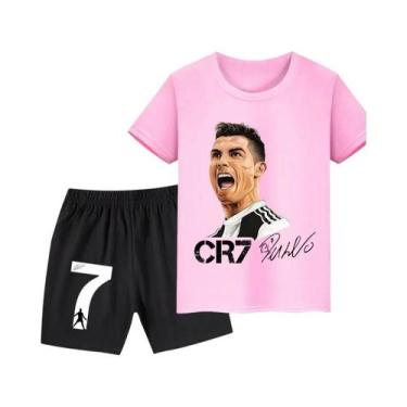 Imagem de Conjunto De Futebol Infantil Ronaldo CR7 2025 Camiseta Impressa E Shor
