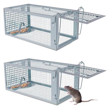 Imagem de Ratoeira 2Pcs Armadilha Pega Rato Gaiola Grande Com Mola Roedores Captura Eficiente Para Controle De Pragas Em Ambientes Internos E Externos Com Design Seguro E Reutilizável Para Pequenos Roedores