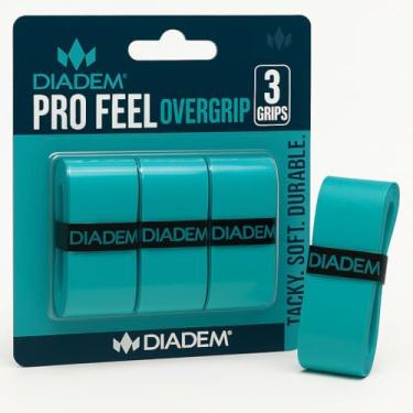 Imagem de Diadem Pro Feel Overgrip | Pacote com 3 | Fita ultrafina para tênis e pickleball de 0,6 mm – Amortecimento superior, absorção de umidade e aderência de longa duração (azul-petróleo)