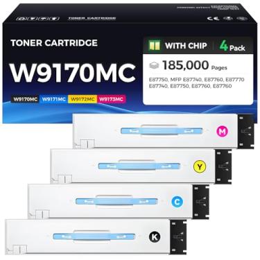 Imagem de W9170MC W9171MC W9172MC W9173MC Cartucho de toner de substituição de alto rendimento compatível com HP Color Laserjet Managed E87750 MFP E87740 E87760 E87770 Flow MFP E87740 E87750 E87750 877600 Tinta