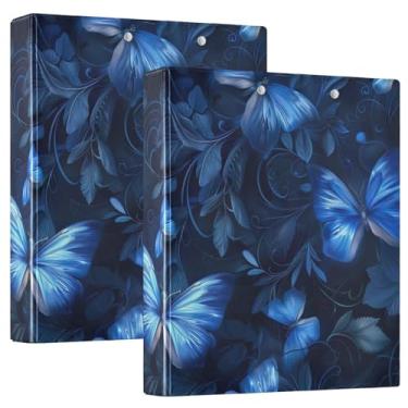 Imagem de Fichário Blue Butterflies A4, fichário de receitas de 3,8 cm com 3 bolsos para papel tamanho A4, ótimos fichários escolares, pacote com 2