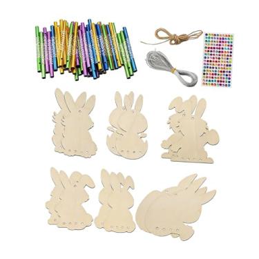 Imagem de Baoblaze Kit com 12 peças para montar seu próprio sino de vento em formato de Artesanato de sino de vento de animais em madeira para crianças, ideal