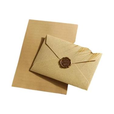 Imagem de Conjunto De Envelope E Carta De Linho Com Selo De Cera Para Presentes 