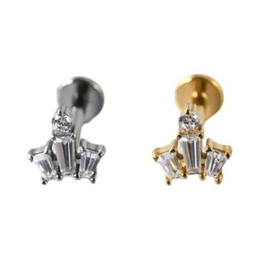 Imagem de Brincos De Titânio Puro Para Piercing Labial, Estrela, Helix, Tragus, 