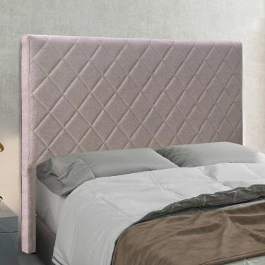 Imagem de Cabeceira Casal Queen 1,60m Com Costura Bordada Em Tecido Linho Diamante – Lucadi Rústico Areia