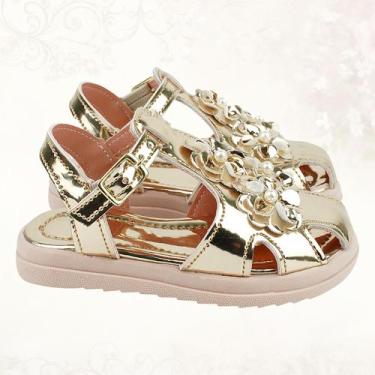 Imagem de Sandália Feminina Infantil Menina Confortável e Macia Moda Verão com F