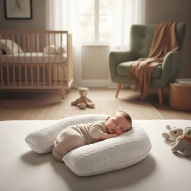 Imagem de Almofada de Amamentação em Tricot com Zíper Formato em U 37x45x13cm Enchimento Siliconado Hipoalergênica Off White