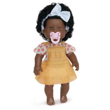Imagem de Boneca Infantil Bebê Negra Danadinha 34cm Com Chupeta Milk - Milk Brin