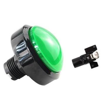 Imagem de ONECMN 1 peça de acessórios de jogo de 60 mm, botão grande convexo de 60 mm, círculo grande com botão de luz, máquina de jogo, botão de círculo grande, redefinir (verde)