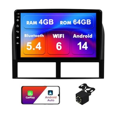 Imagem de 4 + 64 G Android 14 Double Din Estéreo para Jeep Grand Cherokee 1999-2004 com rádio com tela sensível ao toque de 9 polegadas embutido sem fio Carplay/Android Auto/GPS/Bluetooth/FM/AUX-in/SWC/câmera