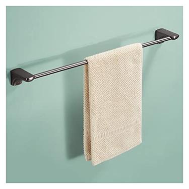 Imagem de Prateleira de banheiro Prateleiras de parede de banheiro com barra de toalha, barra de toalha de banho dupla, barra de toalha única de banheiro de 58 cm, suporte de toalha de parede prateleiras
