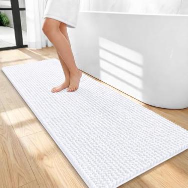 Imagem de OLANLY Tapetes de banheiro espessos 118 x 50 cm, tapetes de banho de chenille absorventes extramacios, suporte de borracha, lavar à máquina, secar na máquina, tapetes de banho para piso de banheiro
