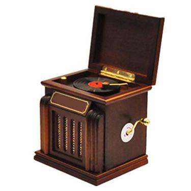 Imagem de pcagfaajmh Caixa de música colecionável caixa de música sonhadora artesanato de madeira decoração de casa presente de aniversário presente de casamento (cor: tamanho da cor da imagem: 12 x 10 x 19,5