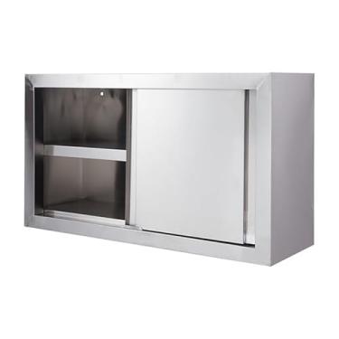 Imagem de Armário de cozinha multicamadas independente, armário de porta deslizante montado na parede, aparador de despensa versátil, organizador de armazenamento para bebidas, copos e vinho, design durável e