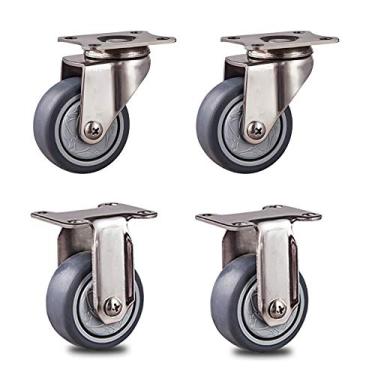Imagem de Rodas de rodízios resistentes de 10 cm, rodas giratórias para móveis e carrinhos, TPR e aço inoxidável para movimento suave