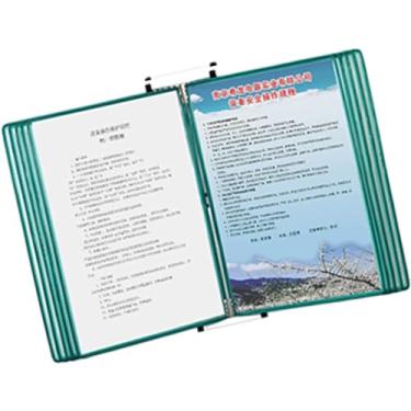 Imagem de Rack de exibição de catálogo de montagem na parede A4 - Suporte de livro flip de 10 páginas para pôsteres, pasta suspensa de metal de 20 folhas, sistema de referência para escritório e varejo (Cor: C)