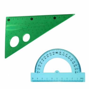 Imagem de Kit Regua Material Escolar - Compasso Escolar, Transferidor, Esquadro para Geometria Matemática, Régua Flexível Não Quebra, Kit Material Escolar para Aulas e Trabalhos Escolares(2 peças)