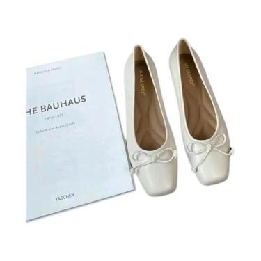 Imagem de Sapatilhas Femininas Com Bico Quadrado E Laço, Estilo Mocassim, Confor