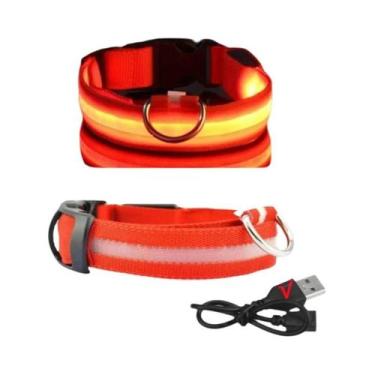 Imagem de Coleira LED USB Recarregável Para Cães Com 3 Modos, Acessório Luminoso