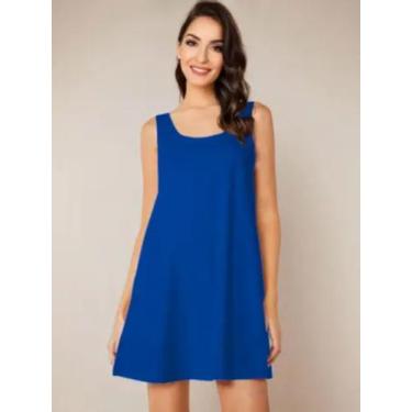 Imagem de Kit 2 Vestido Feminino Básiquinho Casual Curto Tribo Livre, Bordô, Azu