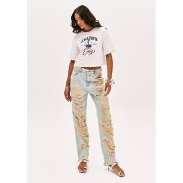 Imagem de Calça Jeans Boyfriend Cintura Alta Barras Desfiadas-Feminino