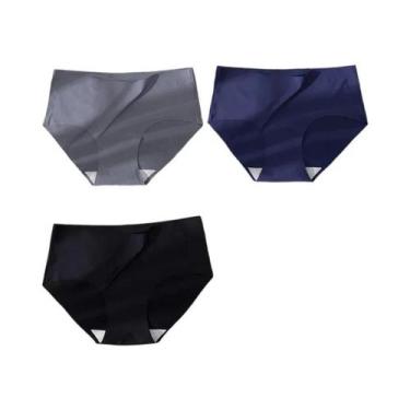 Imagem de Calcinhas Femininas plus Size De Seda Gelada Sem Costura, Kit Com 3 Pe