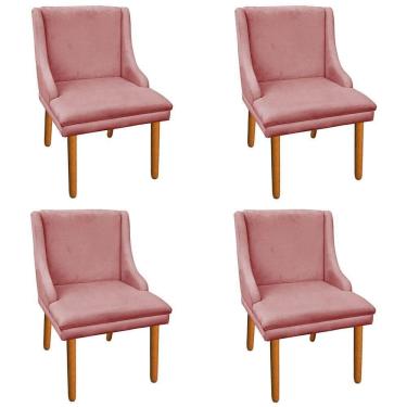 Imagem de Kit 4 Cadeiras de Jantar Suede Rose Pés Palito