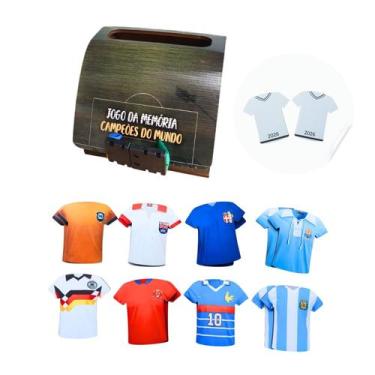 Imagem de Super Jogo da Memória Futebol 9 pares Campeões do Mundo caixa campo de