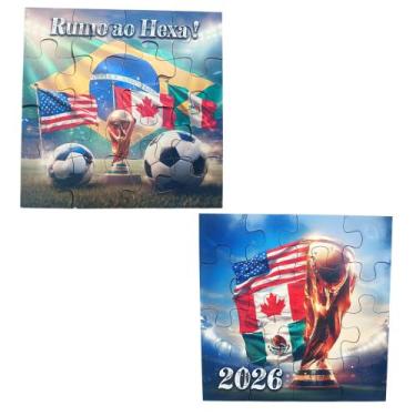 Imagem de Kit 2 Puzzle Quebra-cabeça Futebol Mundial 16 peças mdf - Coleo Tea Am