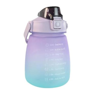 Imagem de Garrafa de plástico com canudo e alça 900ml tie dye academia - Amigold