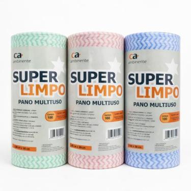 Imagem de Kit 300 Panos Multiuso Perfex 25x30cm Limpeza Flanela Verde Azul Rosa 