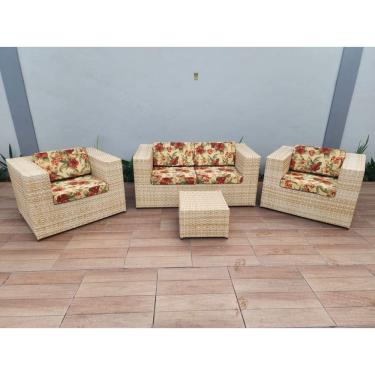 Imagem de Jogo Sofá De 4 Lugares Fibra Sintética Área Externa Fibra Sintética