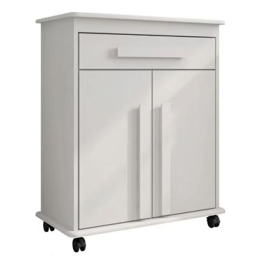 Imagem de Armário Balcão Multiuso 2 Portas 1 Gaveta com Rodízios Chile Branco rv Móveis Branco