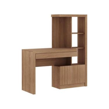 Imagem de Escrivaninha com Estante Nicho de 2 Portas 1 Gaveta ME4143 Amêndoa - T