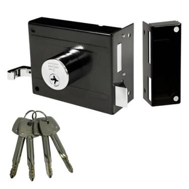 Imagem de Fechadura Portão Sobrepor 1130 3f Preto 4 Chaves Tetra