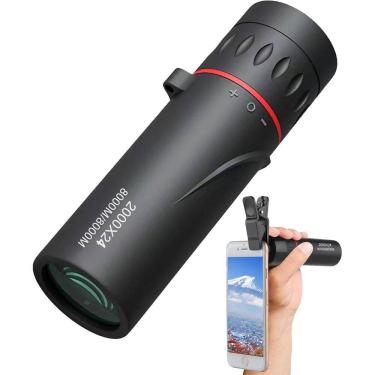 Imagem de Telescópio monocular com zoom 10x25 com adaptador de telefone - preto/prata