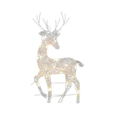 Imagem de Rena De Natal Iluminada Com LED E Glitter, Ornamento De Alce De Ferro 