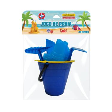Imagem de Jogo de Praia Estrela Balde com Peneira e Moldes Colorido Kit Infantil de Plástico