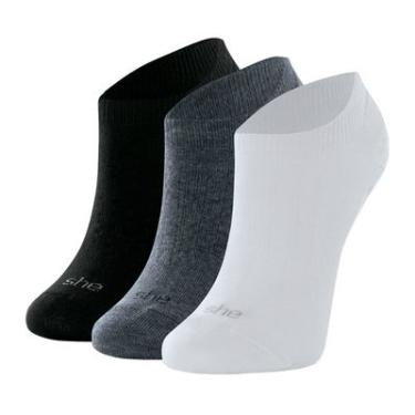 Imagem de Kit 3 Meias Invisíveis Sortidas Mash Algodão Confortável