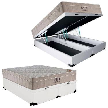 Imagem de Cama  Box Baú  Casal Sintético  Bipartido + Colchão Ortobom Airtech Molas Ensacadas 65x...