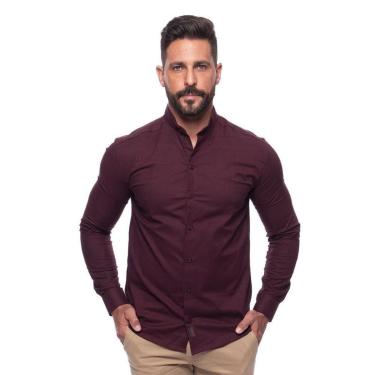 Imagem de Camisa Masculina Linho Manga Longa Gola Padre Lisa Casual-Masculino