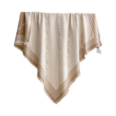 Imagem de Cachecol Feminino De Inverno Quente Em Cashmere Com Estampa Pied-de-Po