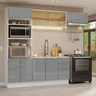 Imagem de Armário de Cozinha Completa 270 cm Branco/Cinza Lux Madesa 07