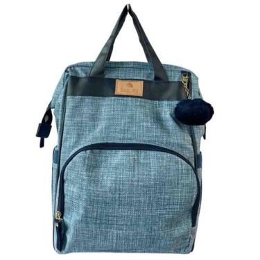 Imagem de Mochila Maternidade Baby Nut Palha com Trocador de Fraldas, Azul