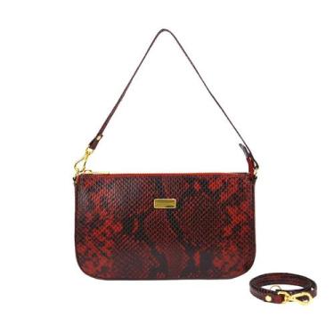 Imagem de Bolsa Feminina Transversal Tiracolo Vermelha em Couro Pequena Social C