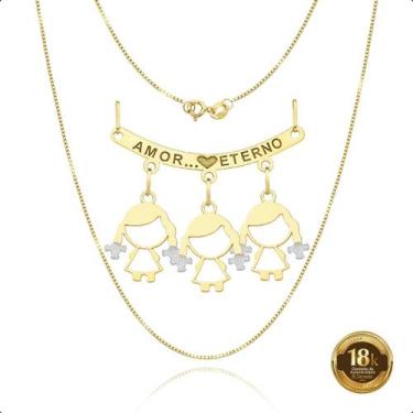 Imagem de Cordão 50cm Com Canga E Pingentes filhos Ouro 18k - Paulistana Joias, 