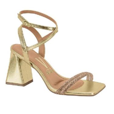 Imagem de Tamanco vizzano strass ref 6464.419.25256 feminino, 38, Bege, Dourado